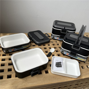 出口订单 双层手拎大容量保温便当密封分隔饭盒1.2L 微瑕疵清仓