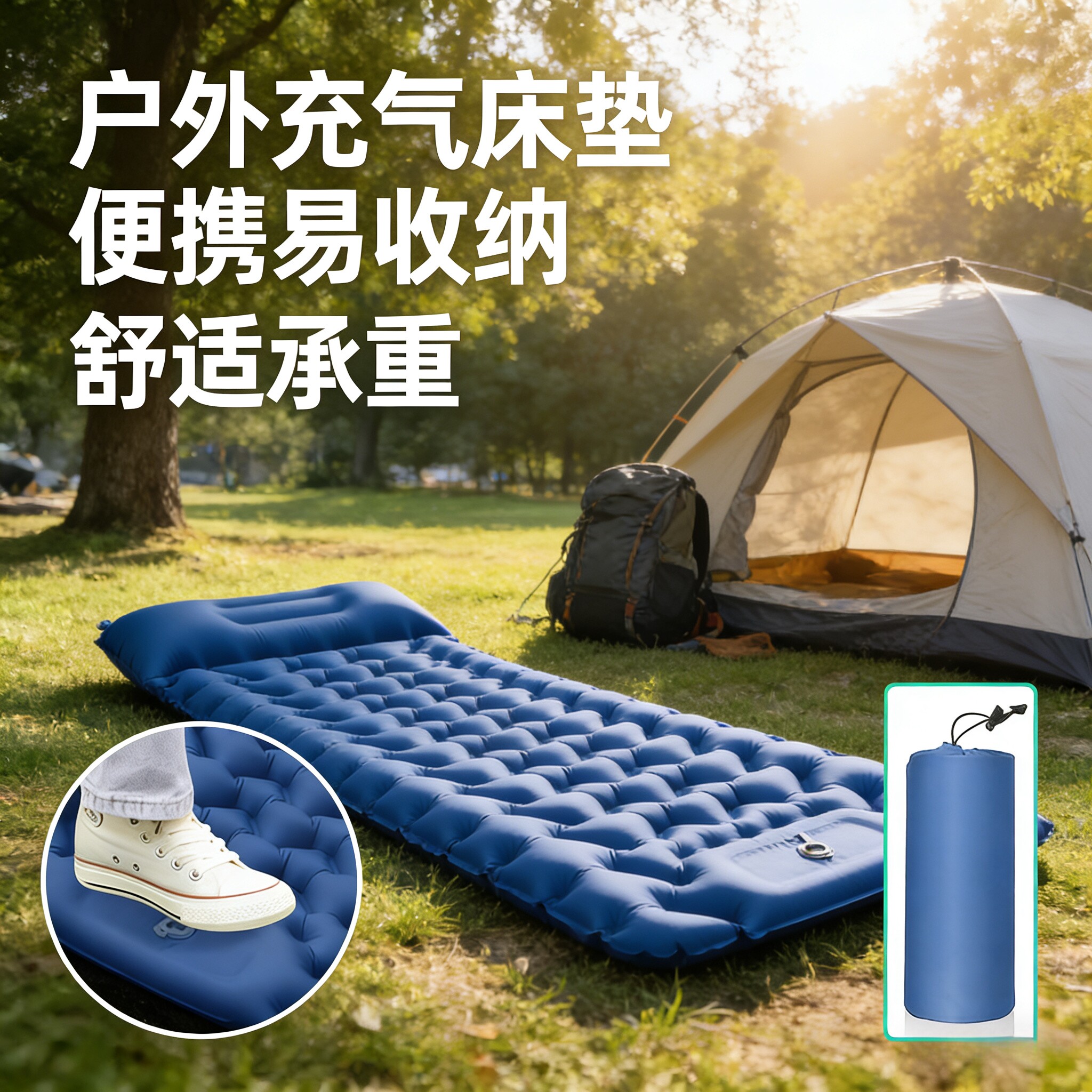 充气床垫户外轻便野营防潮旅行车载午睡帐篷露营超轻自动充气垫子