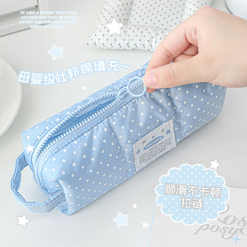 RosyPosy柔设波点笔袋女生文具袋高颜值便携拉链收纳袋小众不撞款