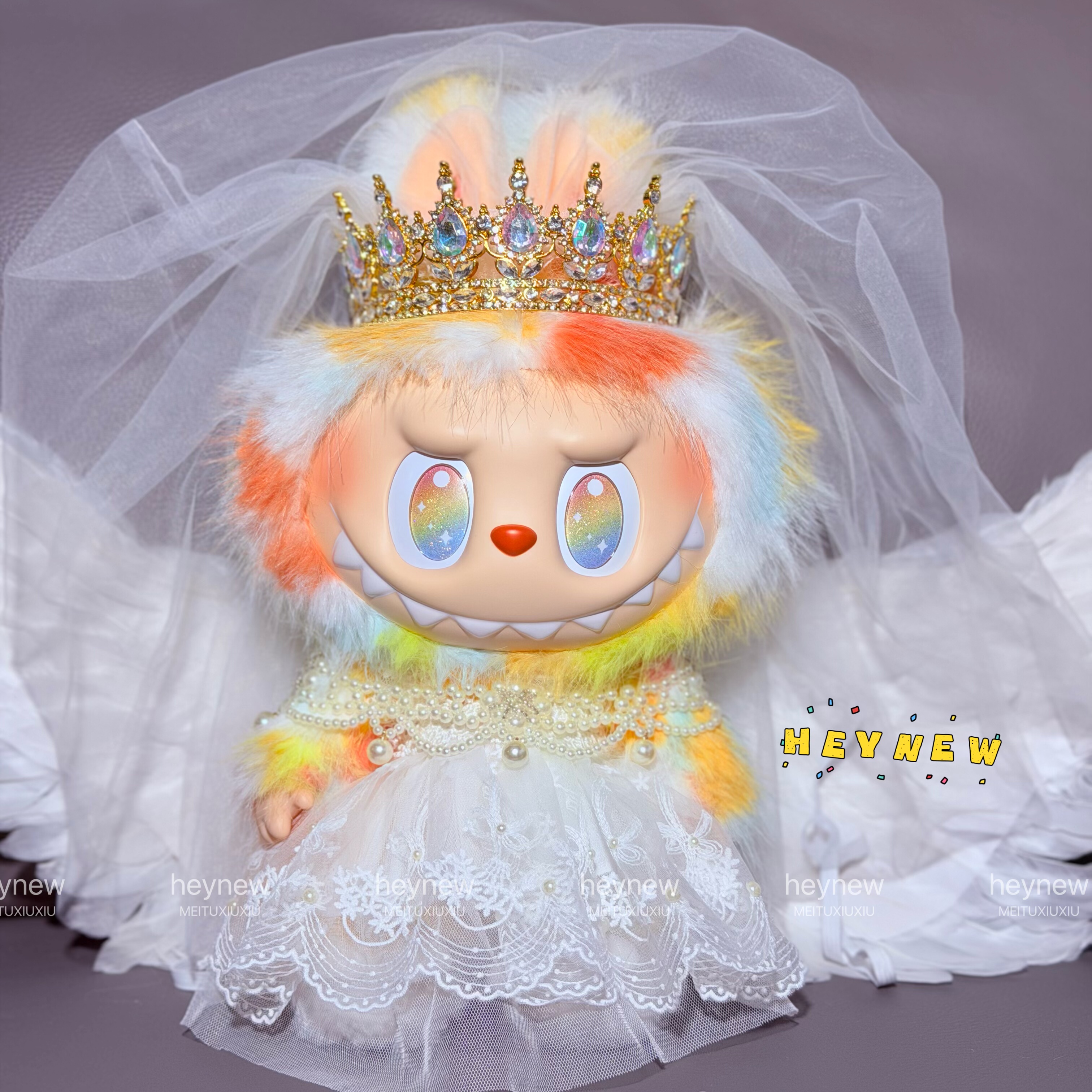 仅售娃衣labubu搪胶公仔衣服坐坐38cm拉布布娃衣婚纱在逃公主翅膀