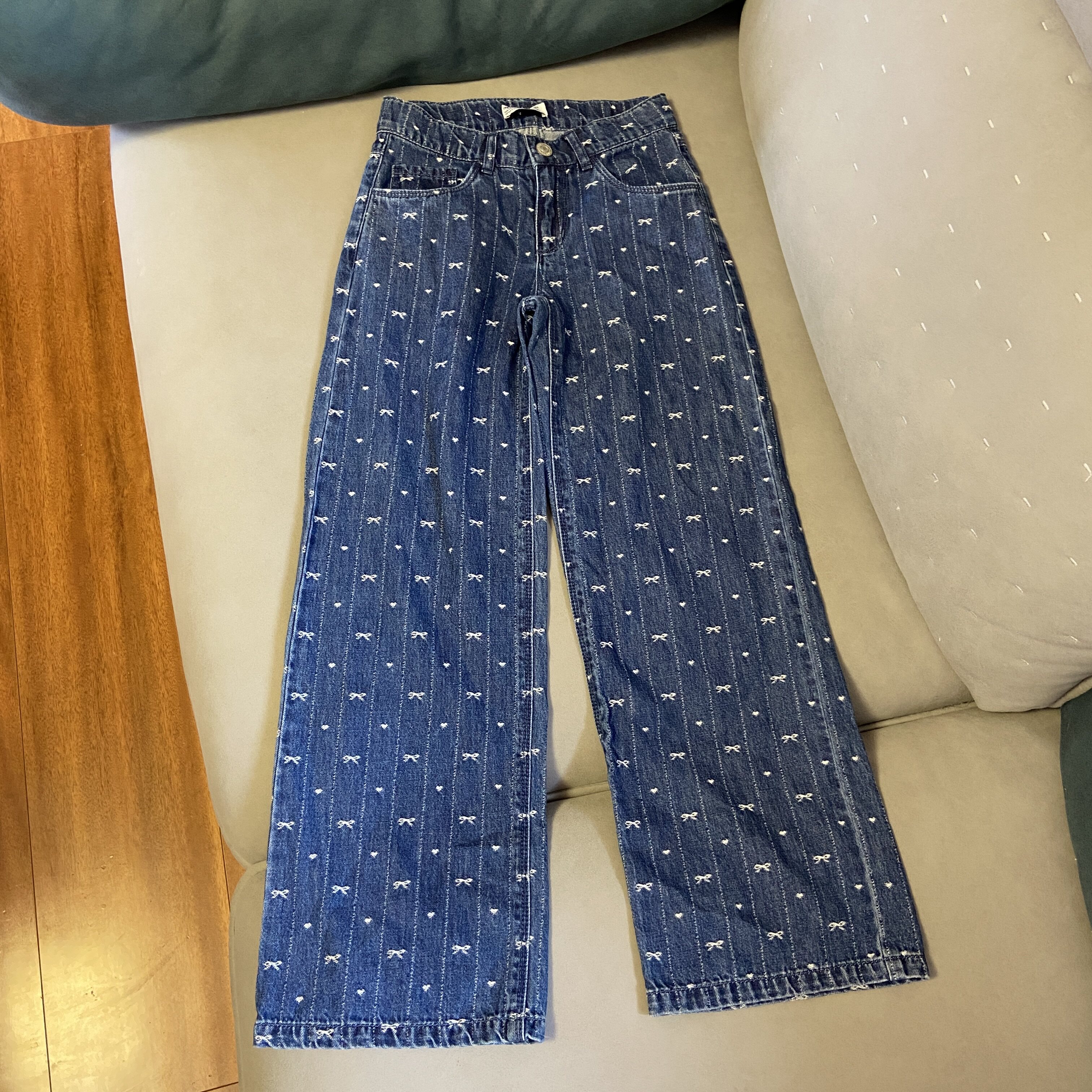 外贸北欧女童时尚洋气软牛仔阔腿裤夏秋女孩休闲百搭宽松直筒裤子