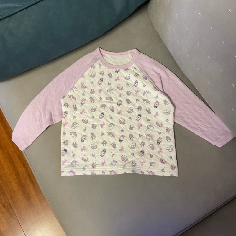 日单女童空气棉家居服上衣秋冬保暖柔软睡衣打底球衣卡通小马居家