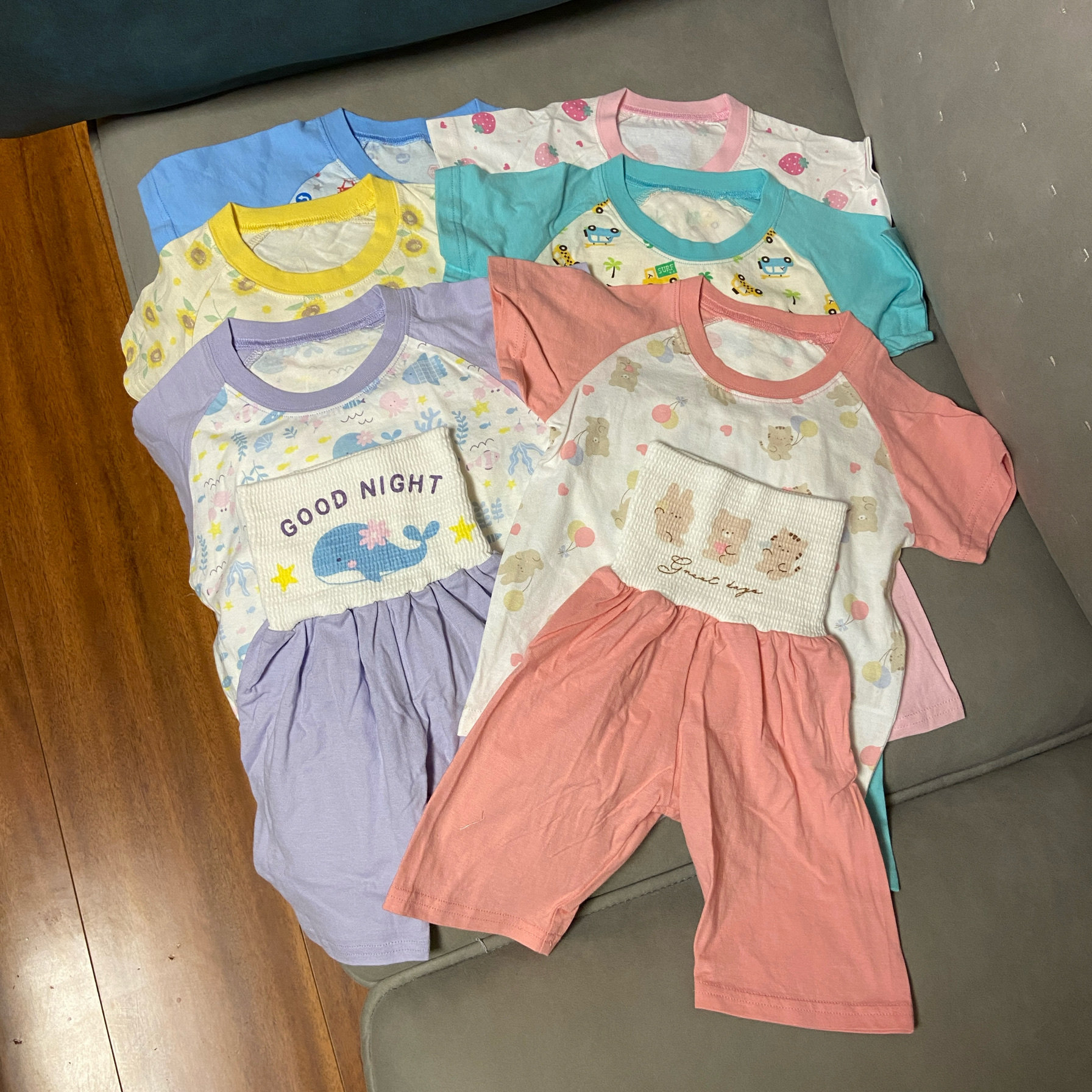 日单男女童纯棉高腰护肚家居服套装夏季外贸小童空调房睡衣两件套