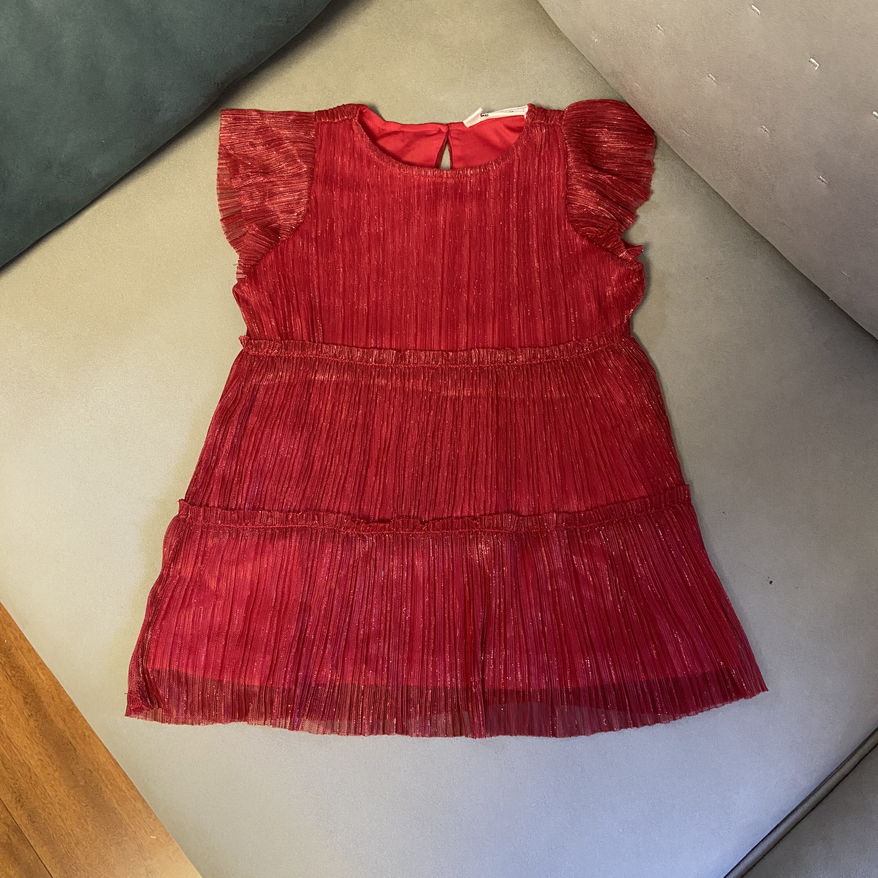 外贸欧单女童时尚洋气红色连衣裙夏季女宝宝法式可爱公主裙礼服裙