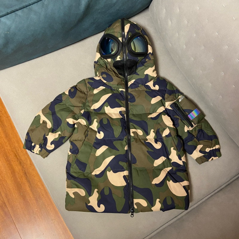 男童加厚中长款羽绒服小童外套冬季儿童迷彩鸭绒服上衣高档撤柜