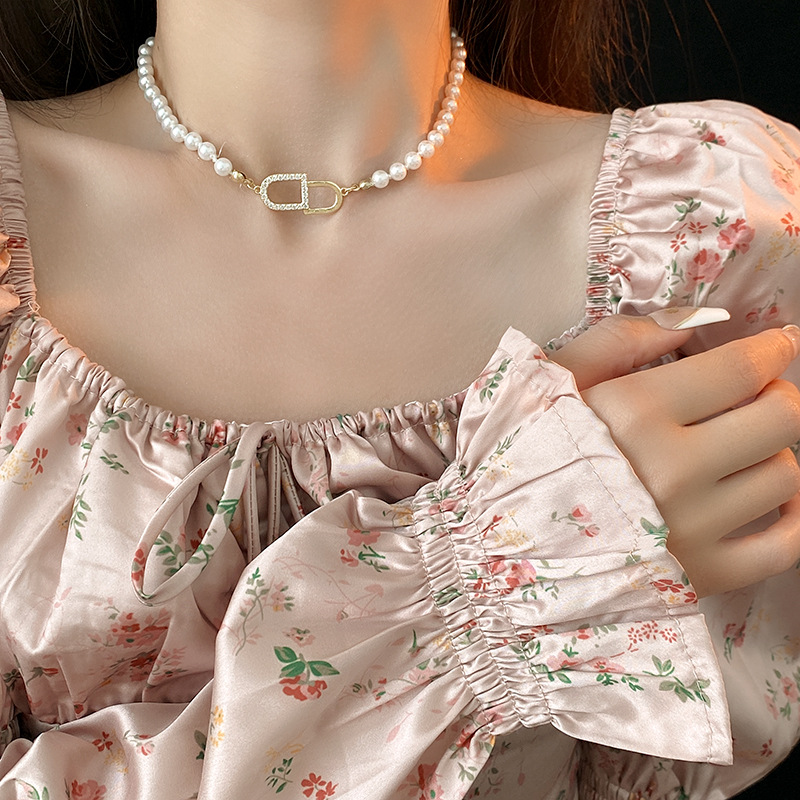 法式轻奢珍珠项链女配饰