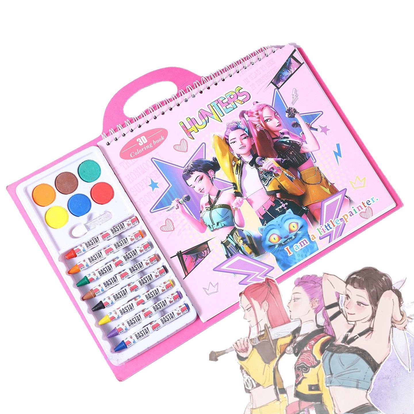 跨境猎魔女团蜡笔绘画本3