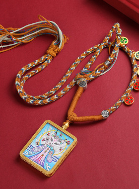 金色吊坠藏式绿度母九尾