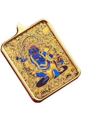 手绘描金八大守护神唐卡扎基拉姆前世项链今生描金唐卡吊坠财神