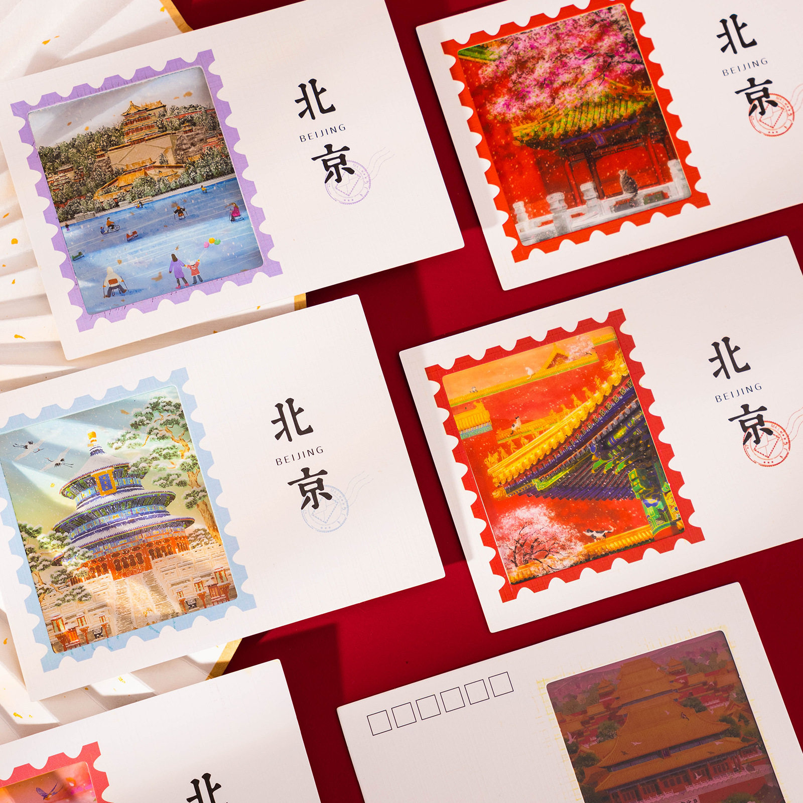 热门北京城市印象透光明信片故宫长城天安门旅游文创摄影风景卡片