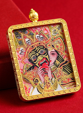 手绘描金唐卡嘎呜盒扎基