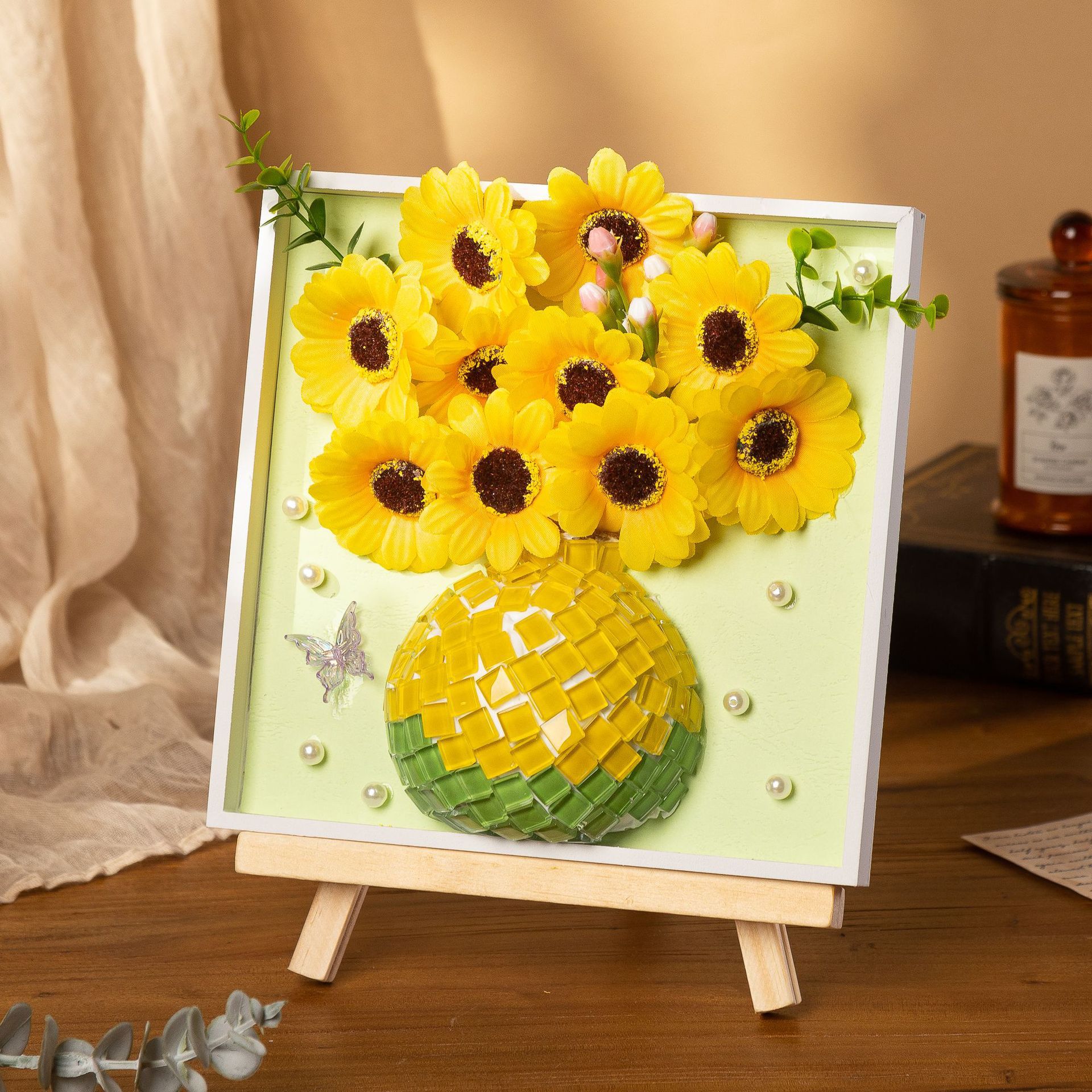 手工diy花瓶装饰画马赛克
