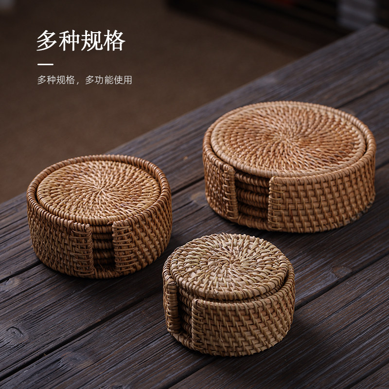 爱洛琳 越南手工老藤编杯垫养壶垫 茶壶茶杯防滑隔热垫创意干泡垫