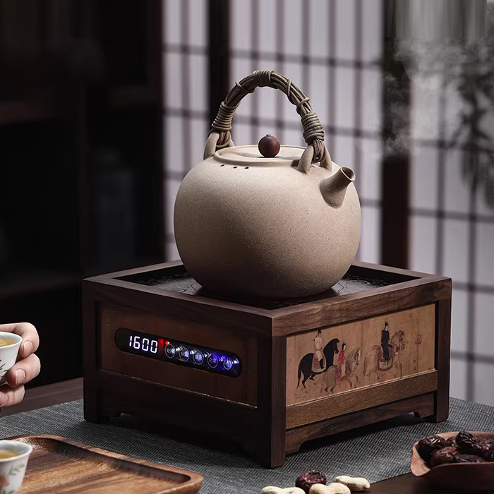 新中式北美胡桃木电陶炉围炉