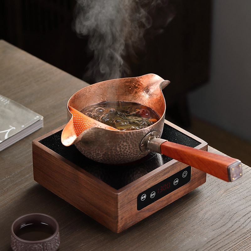 高端加厚手工紫铜煮茶壶创意大容量罐罐茶煮茶器网红铜过滤分茶器