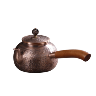 手工锤纹紫铜侧把煮水壶电陶炉家用日式高端铜壶烧水煮茶器泡茶壶