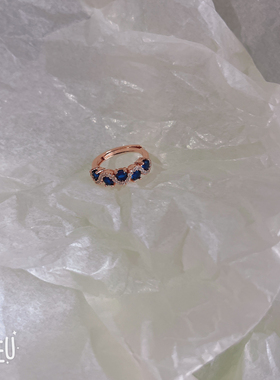 BoBo高奢时尚彩色戒指蓝色水晶锆石高级感网红开口戒