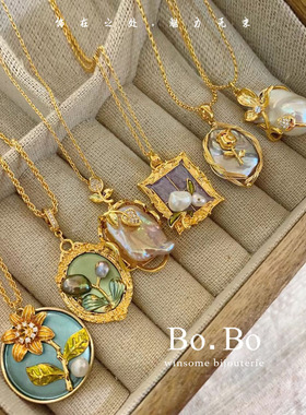 小众花朵轻奢法式淡水珍珠项链