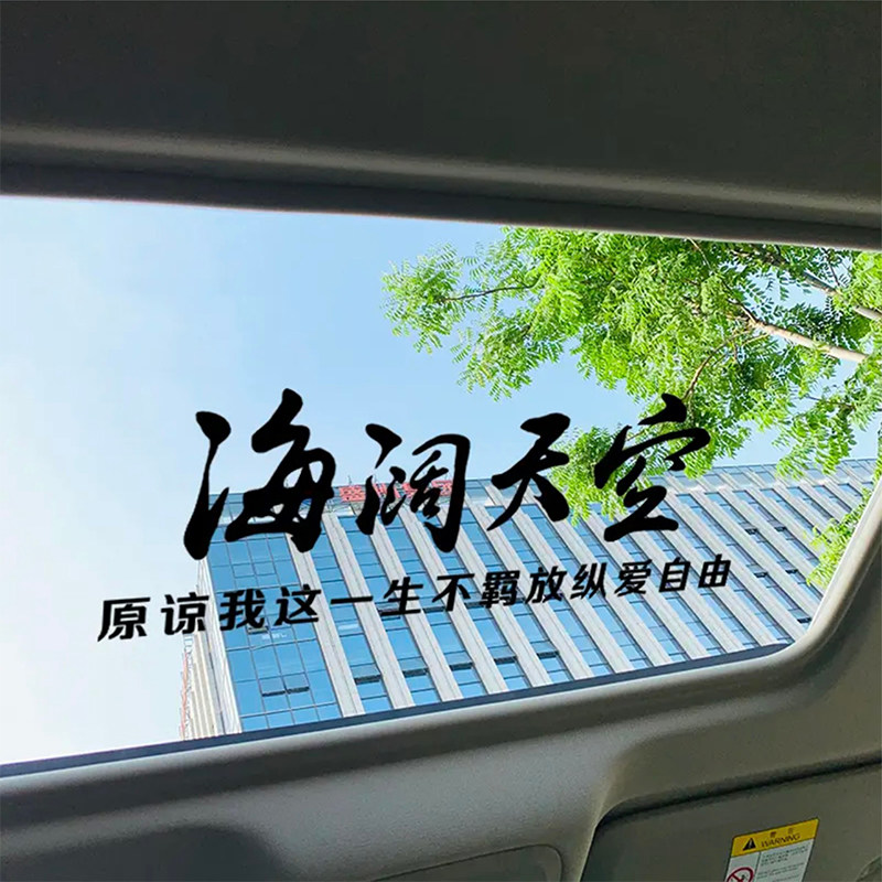 海阔天空汽车贴纸网红励志文字个性创意改装饰贴画车身随意车贴花