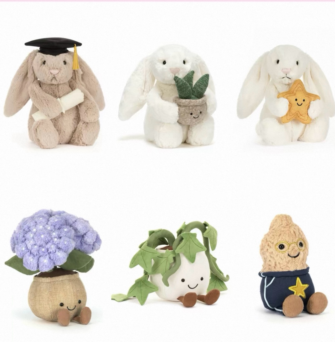 【新品】Jellycat绣球花常春藤怀抱盆栽星星邦尼兔花生校园之星装