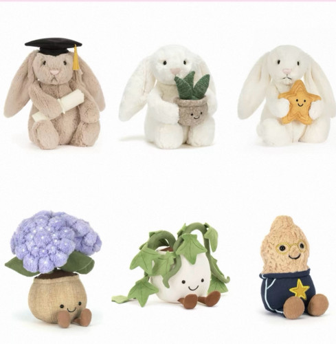 【新品】Jellycat绣球花常春藤怀抱盆栽星星邦尼兔花生校园之星装