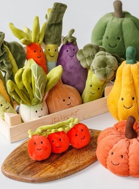 Jellycat蔬菜水果趣味香蕉樱桃小白菜茄子菠萝西瓜豌豆毛绒玩具