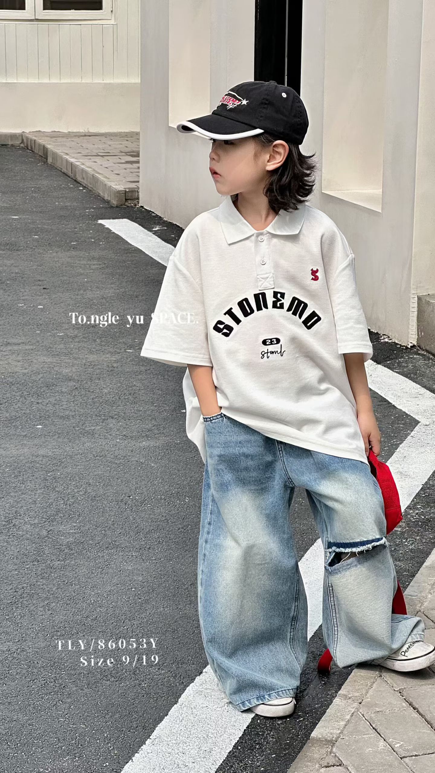 大E小e2026夏款女童Polo韩版洋气短袖T恤儿童宽松休闲上衣潮86053 - 实物图