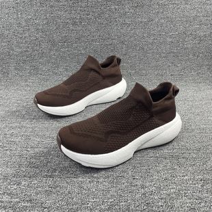 跨境一脚蹬男士休闲鞋外贸宽版大码懒人袜子鞋爆米花橡胶防滑单鞋