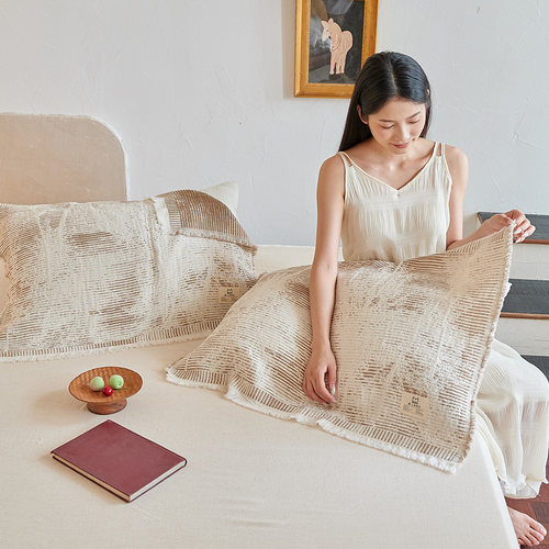 纯棉纱布枕巾一对装新款高密柔软成人盖巾棉麻防滑透气家用枕头巾