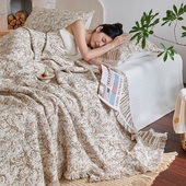 三层纱布毛毯空调小被子办公室盖腿午睡沙发毯子盖毯毛巾被三件套