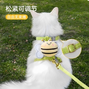 胸背带遛猫绳小猫咪形牵引绳 小猫牵引绳防挣脱外出专用溜猫背心式