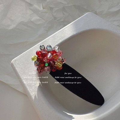 千色霓虹串珠彩色发夹女手工花朵
