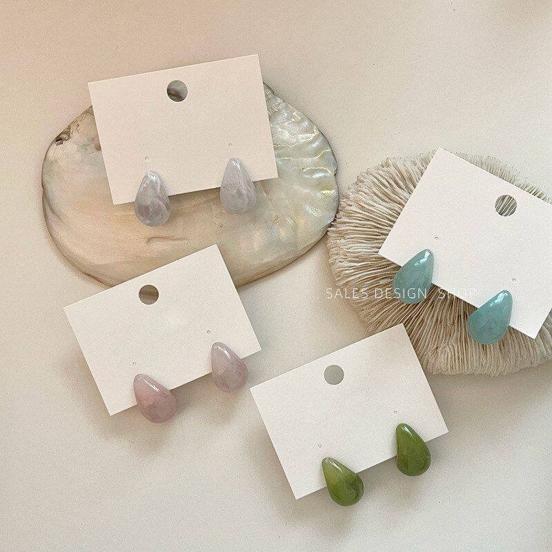 韩国东大门春季新款彩色水滴树脂耳钉时尚个性耳环简约百搭耳饰女