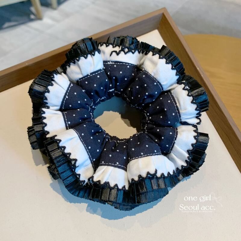 【黑玫瑰】重工黑色波点百褶大肠