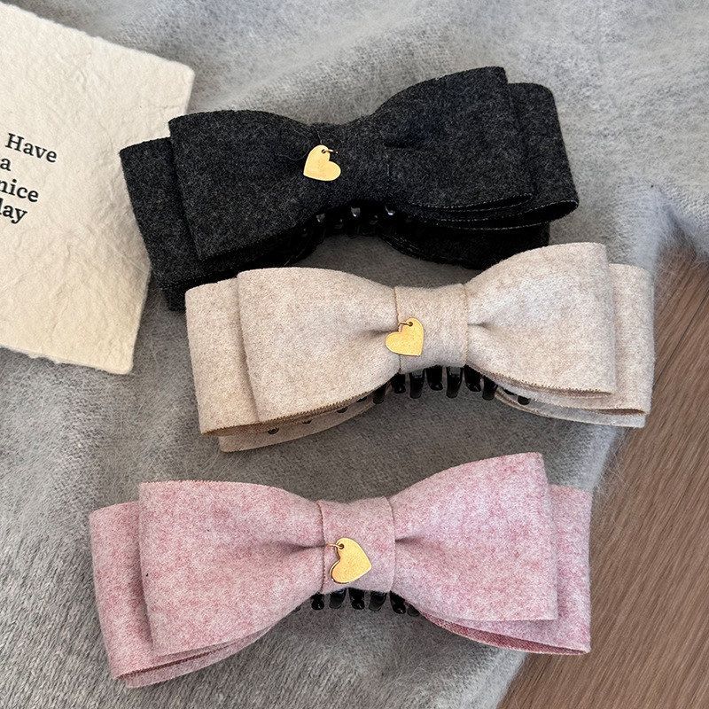 韩国秋冬高级感双面呢子蝴蝶结
