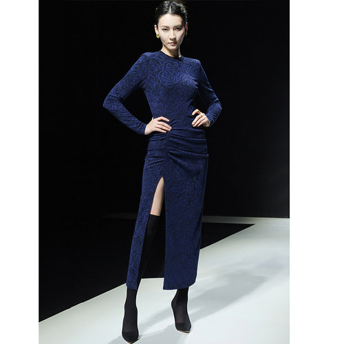 修身显瘦新款开叉气质时尚连衣裙