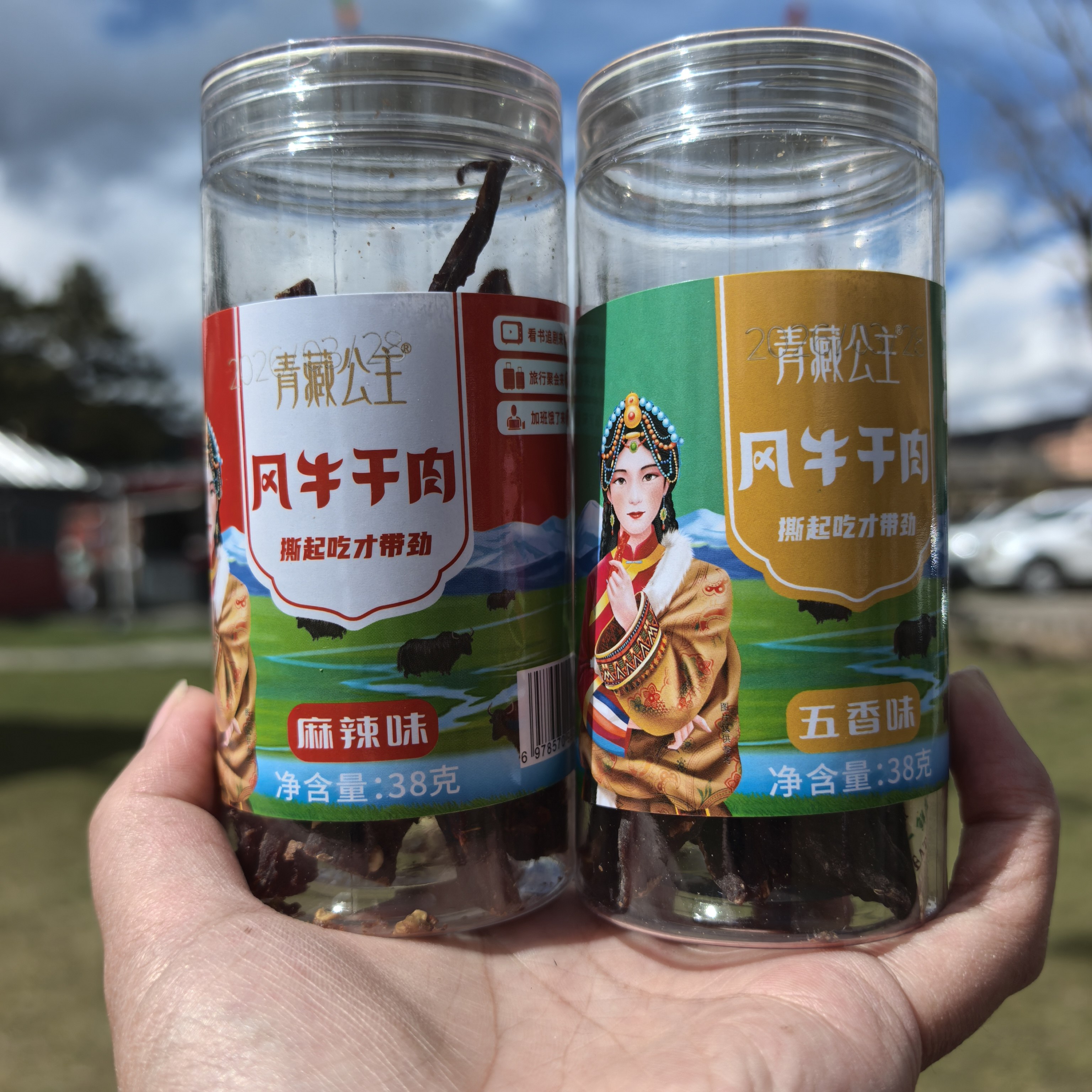 四川阿坝九寨沟特产青藏公主风干牛肉五香麻辣味38克罐装精品