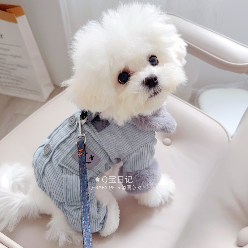 【品牌加厚】牵引可爱四脚棉衣帅宠物比熊雪纳瑞泰迪狗狗衣服冬装