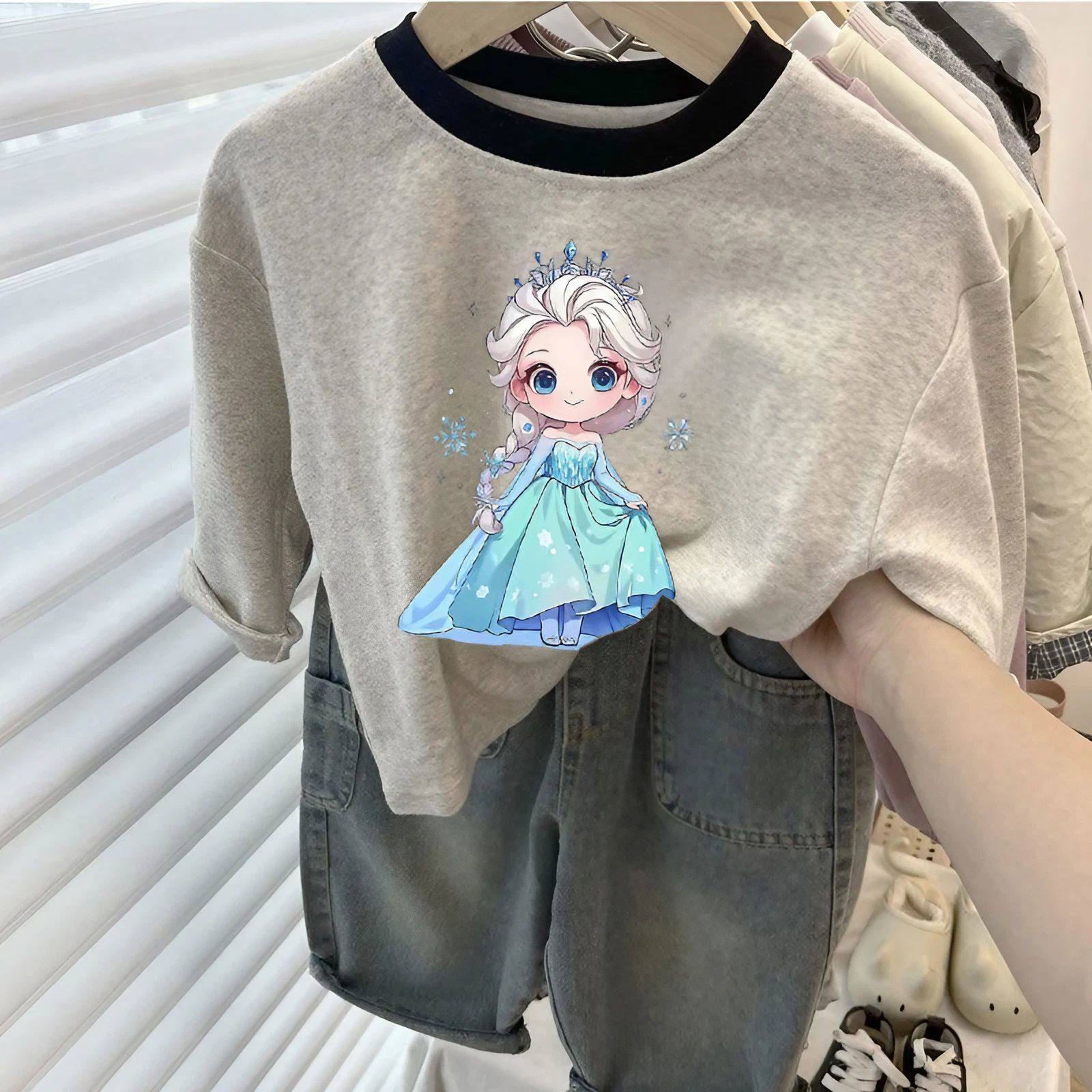 女童秋装韩系ins风冰雪奇缘纯棉休闲上衣宝宝卡通艾莎公主长袖T恤