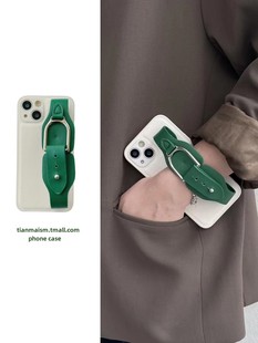 伟丰发 女款 ins风墨绿孔口环皮带腕带适用于苹果14Promax手机壳13Pro简约12pro小众11pro可背带xs斜挎xr新款