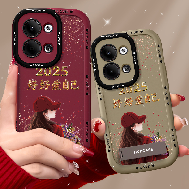 适用于opporeno9手机壳reno8保护套reno7pro带支架8pro高级9pro+防摔爱自己创意软硅胶红色新款女镜头全包