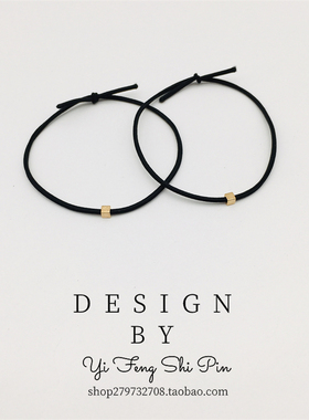 韩版纤细小金属发绳网红气质简约发饰黑色头绳细皮筋少女扎头手绳