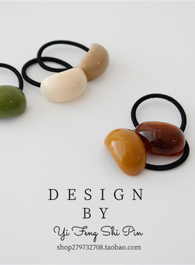 小众甜美气质简约几何椭圆发圈时尚半圆马尾扣发绳黑色皮筋女韩国