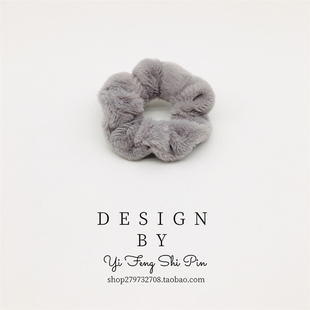 秋冬毛绒大肠圈少女简约丸子头发绳高弹力头绳扎马尾皮筋发圈头饰