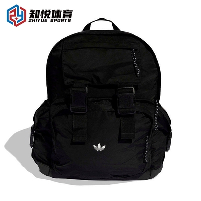 阿迪达斯男女通用黑色双肩包扣环细节休闲背包KE2727 KE2719