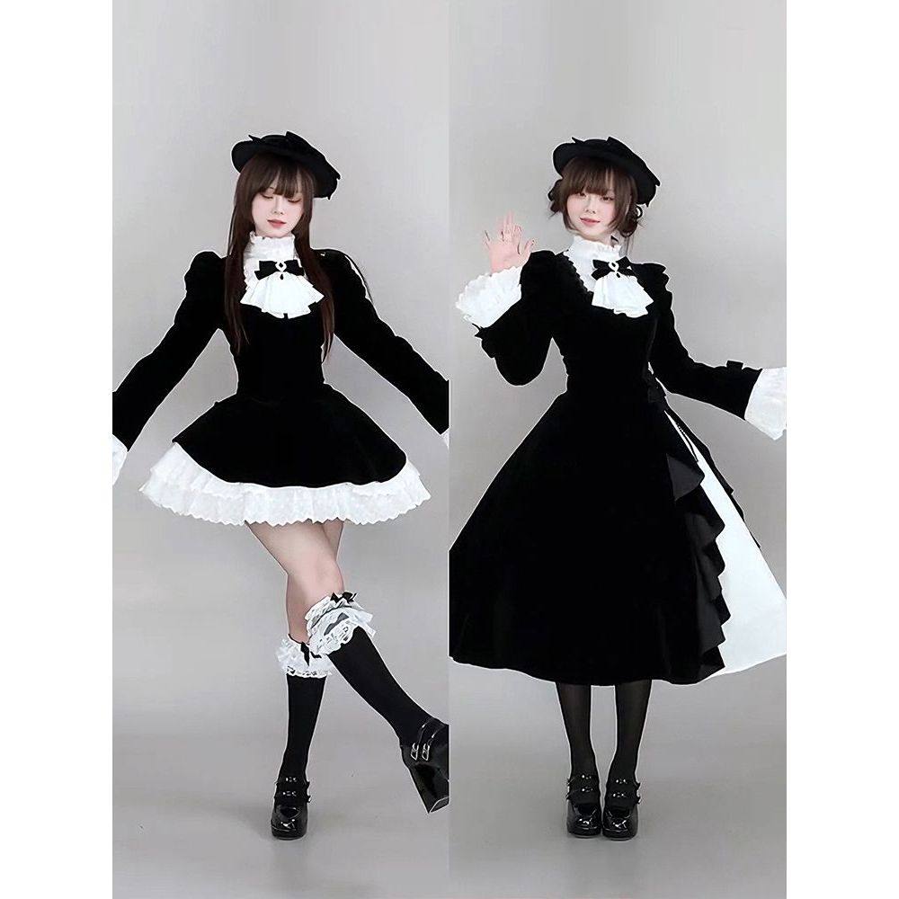 次元魔女 冬季新款日系哥特优雅大小姐设计感立领收腰显瘦连衣裙,女装/女士精品,连衣裙,淘宝优惠券,粉丝福利购,淘宝优惠卷