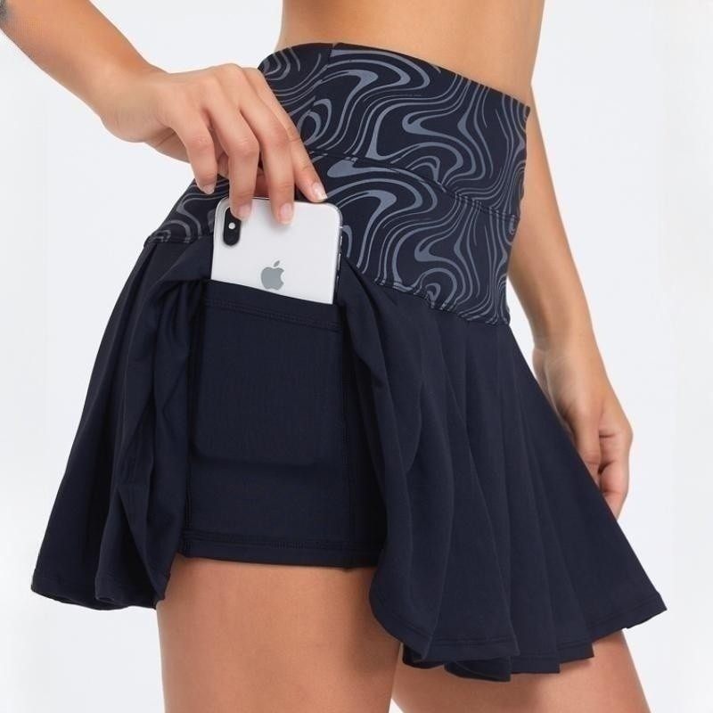 女士假两件高腰运动半身裙速干抽绳网球百褶裙瑜伽短裙带内衬口袋,运动服/休闲服装,运动半身裙,淘宝优惠券,粉丝福利购,淘宝优惠卷