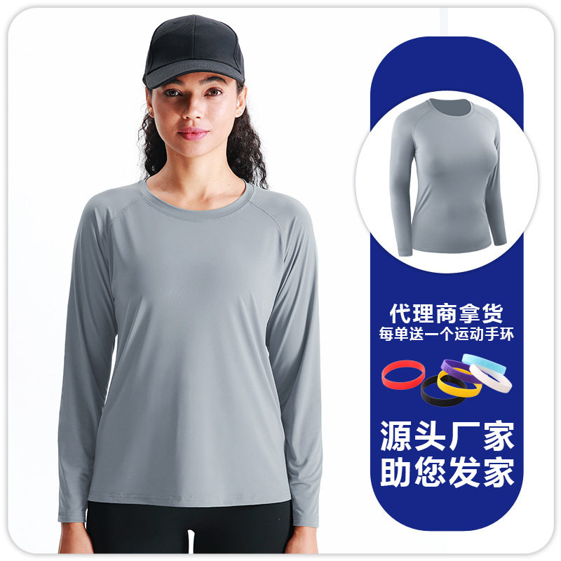 女士加大码pro健身服速干长袖跑步运动上衣高弹力修身显瘦瑜伽T恤图片