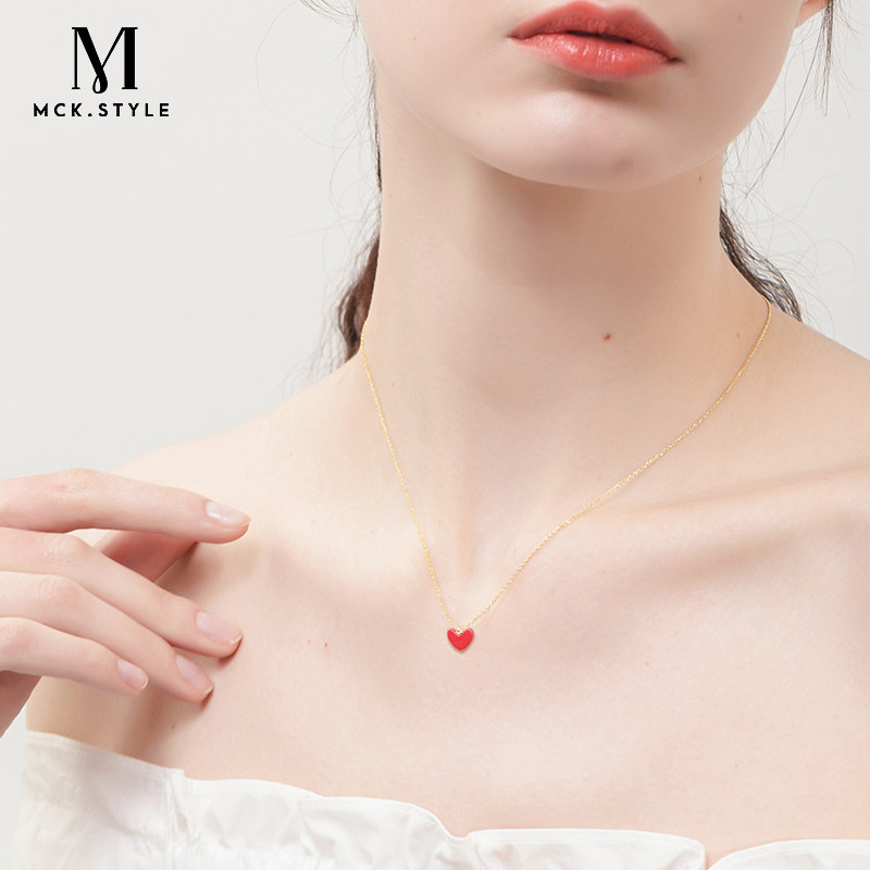 925银小红心爱心项链女潮锁骨链网红ins简约小众设计脖子颈链吊坠