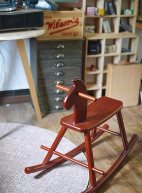 自制实木木马中式通用红花梨玩具